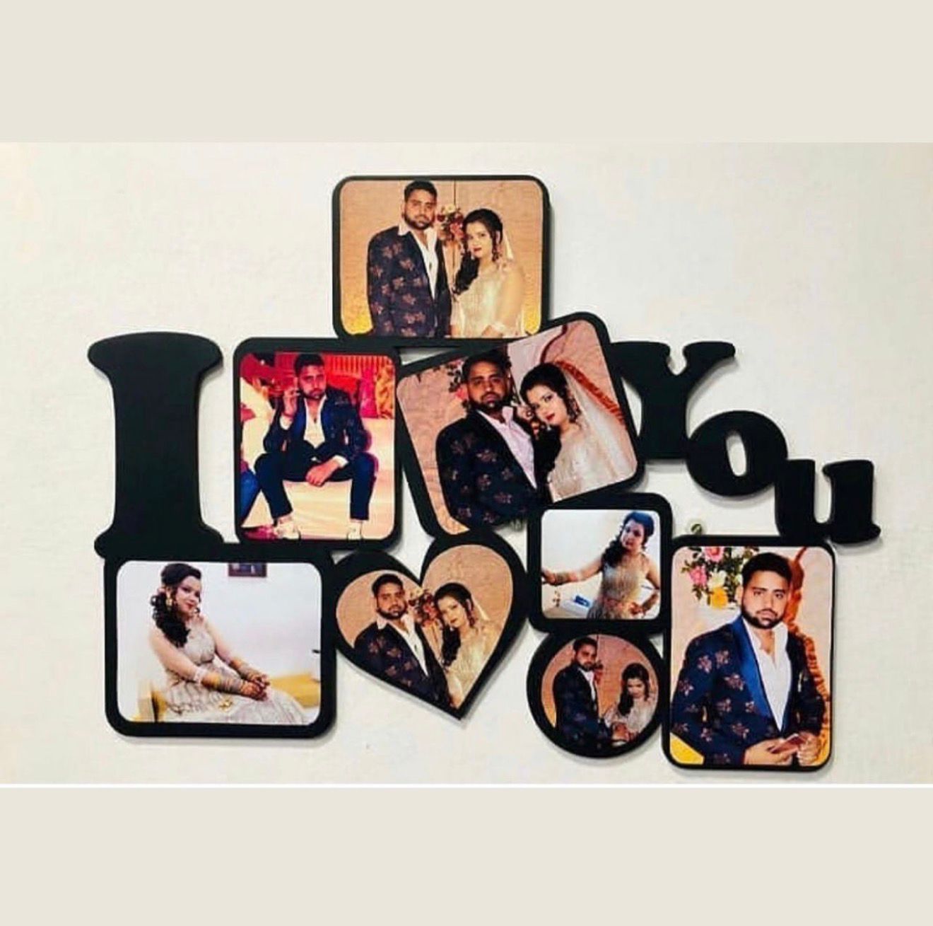 "I Love You" Multi-Shape Narrative Collage wooden frame