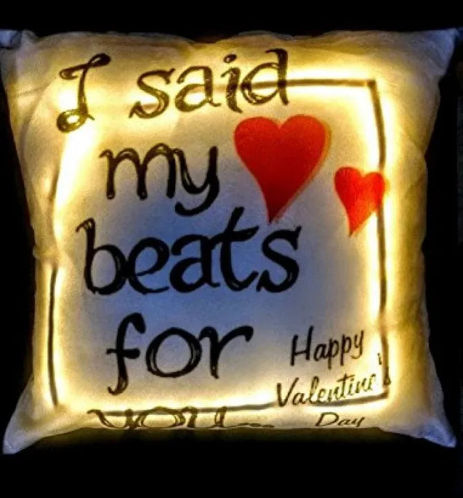 Customised LED Cushion 15”x15” | Light Pillow With Photo on Cushion | Personalized With Your Name