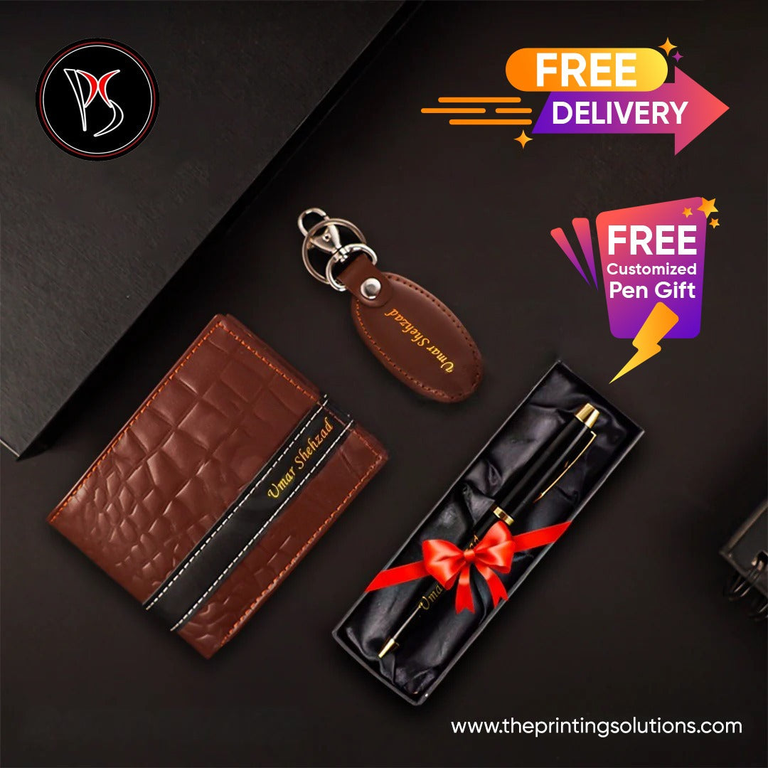 Customize Wallet + Keychain with Free Customized Pen Gift 🎁