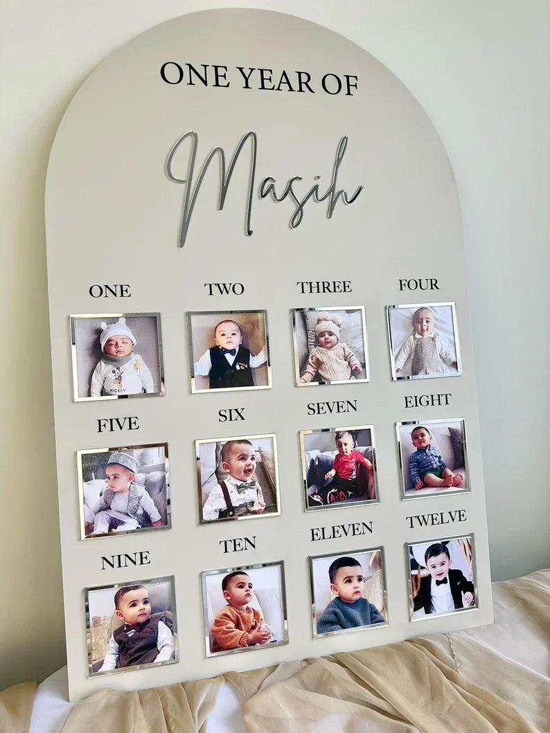 One Year of Baby Board, Acrylic Milestone Board, My First Year Sign, 1st Birthday Keepsake, Monthly Milestone Sign, First Birthday Decor