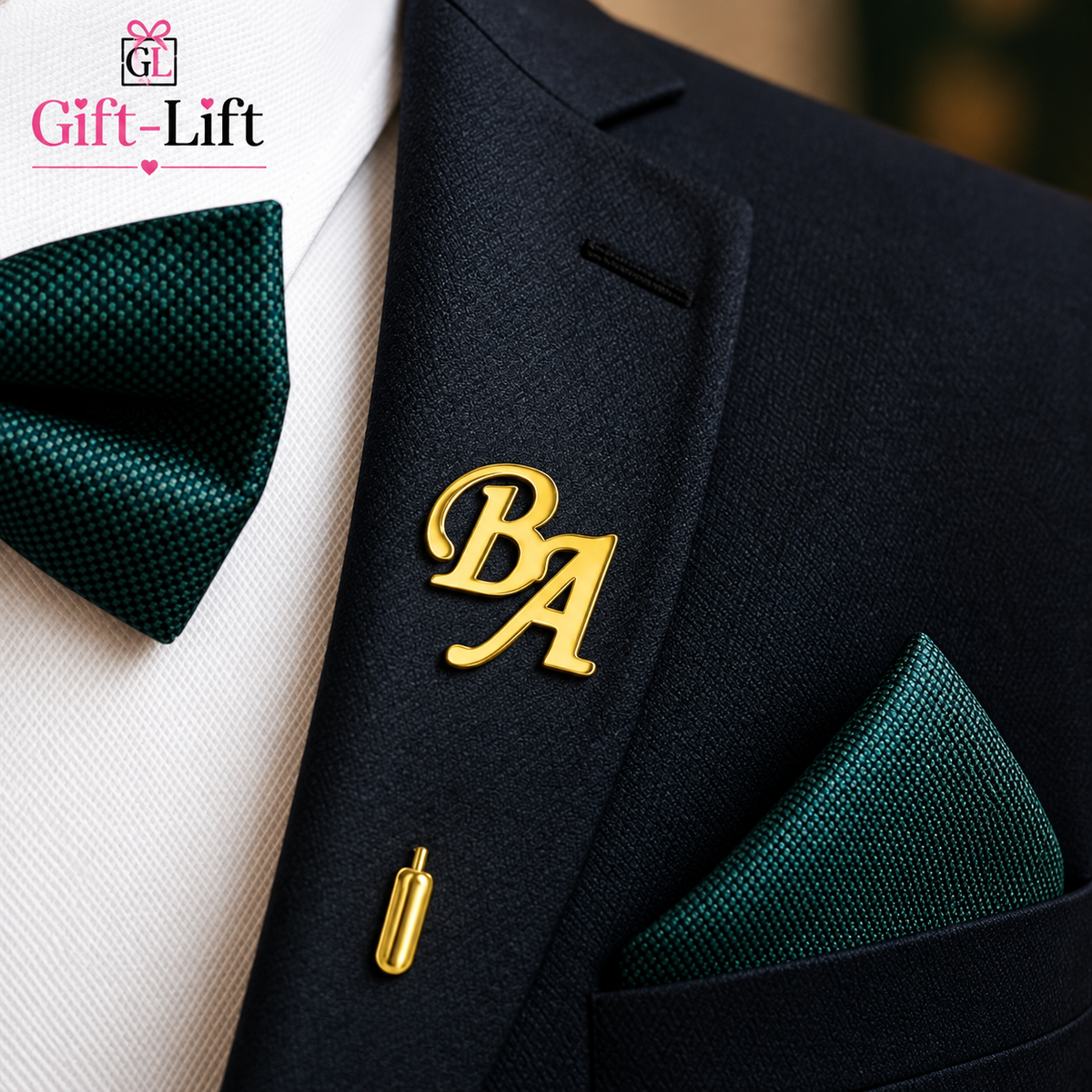 Personalized Initials Lapel Pin for Men