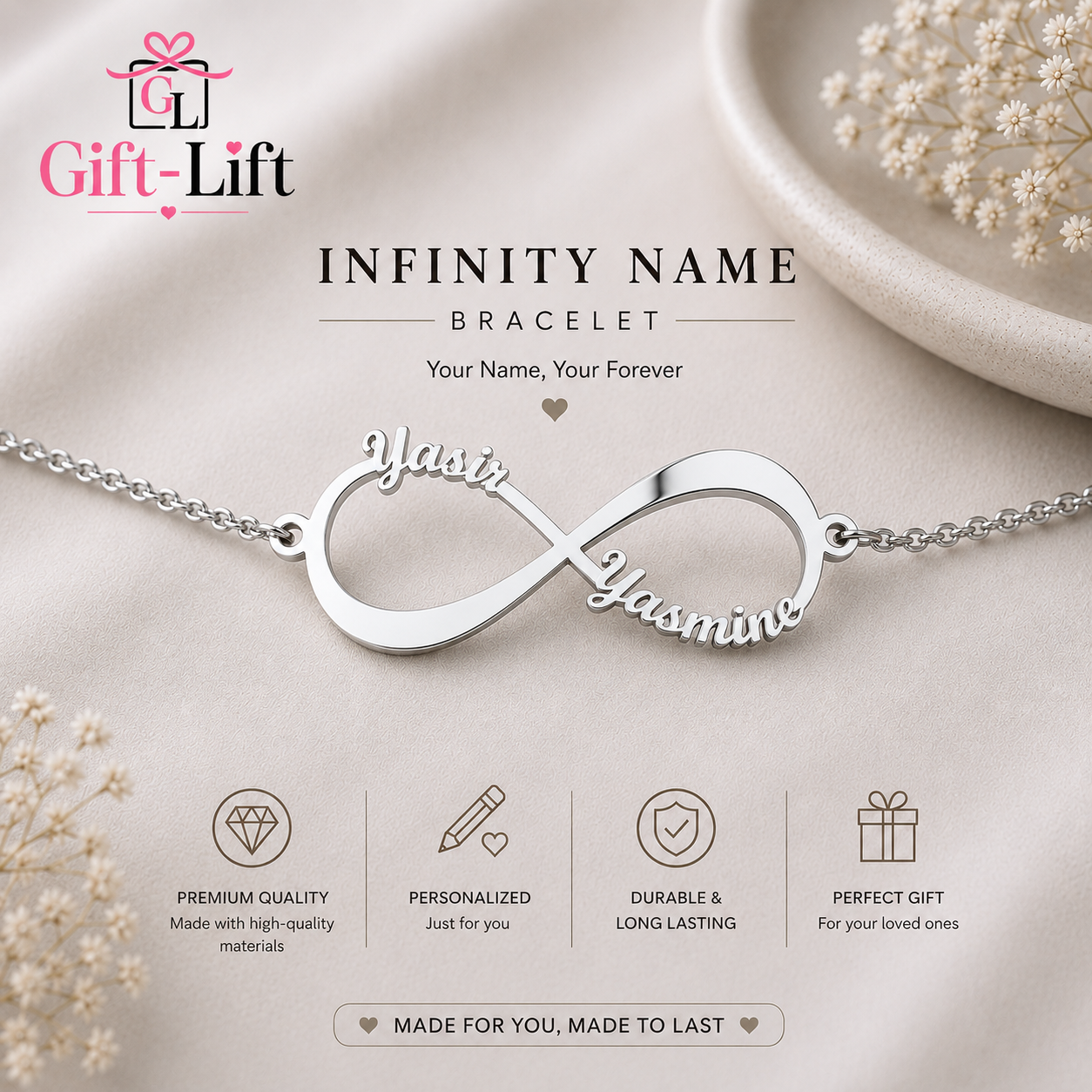 Custom Infinity Couple Name Bracelet