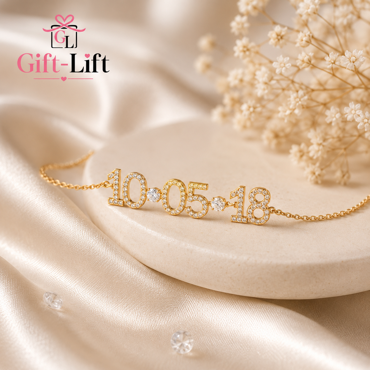 Custom Date With Sparkling Stones Bracelet ✨️