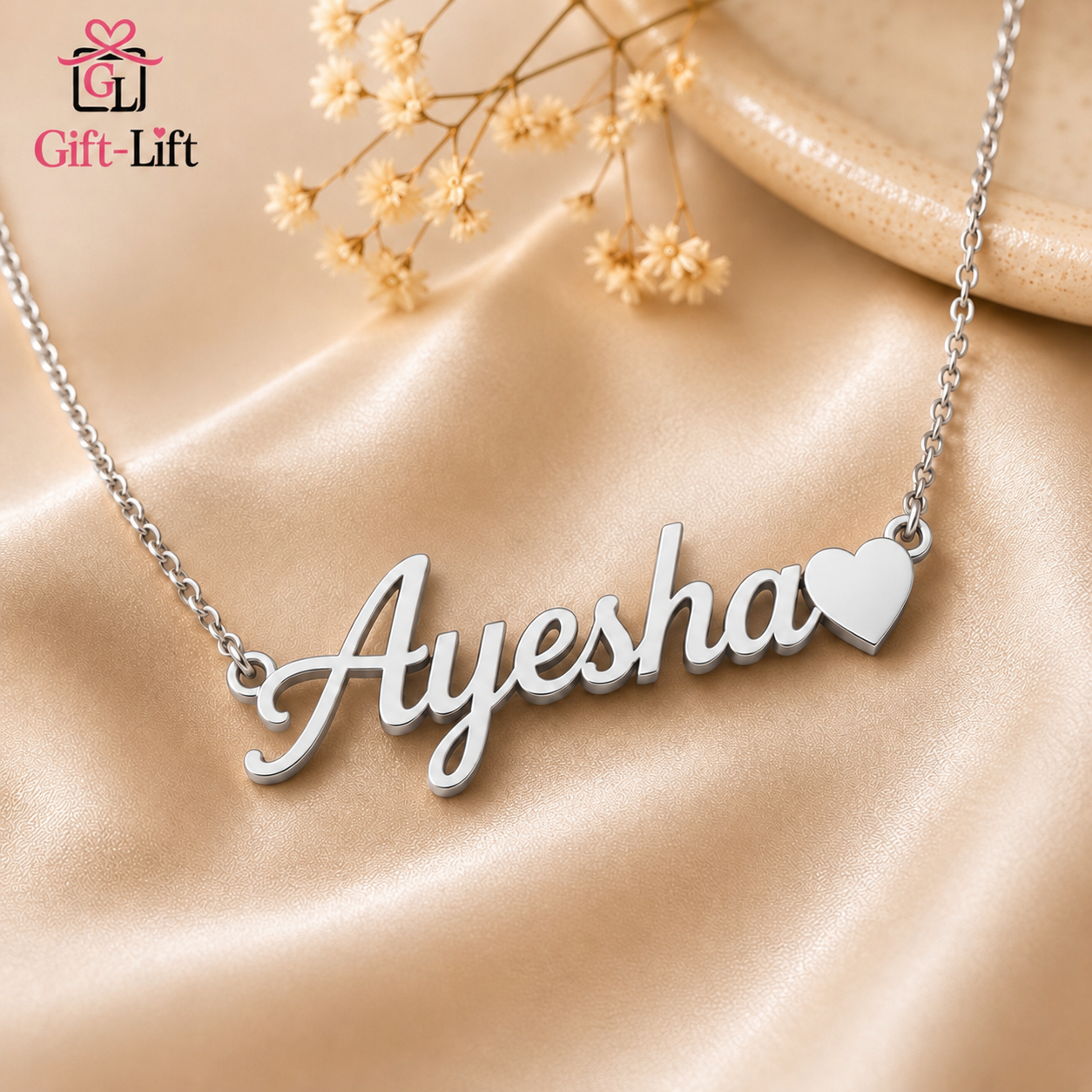 Personalized Name Necklace with Heart Charm ❤️