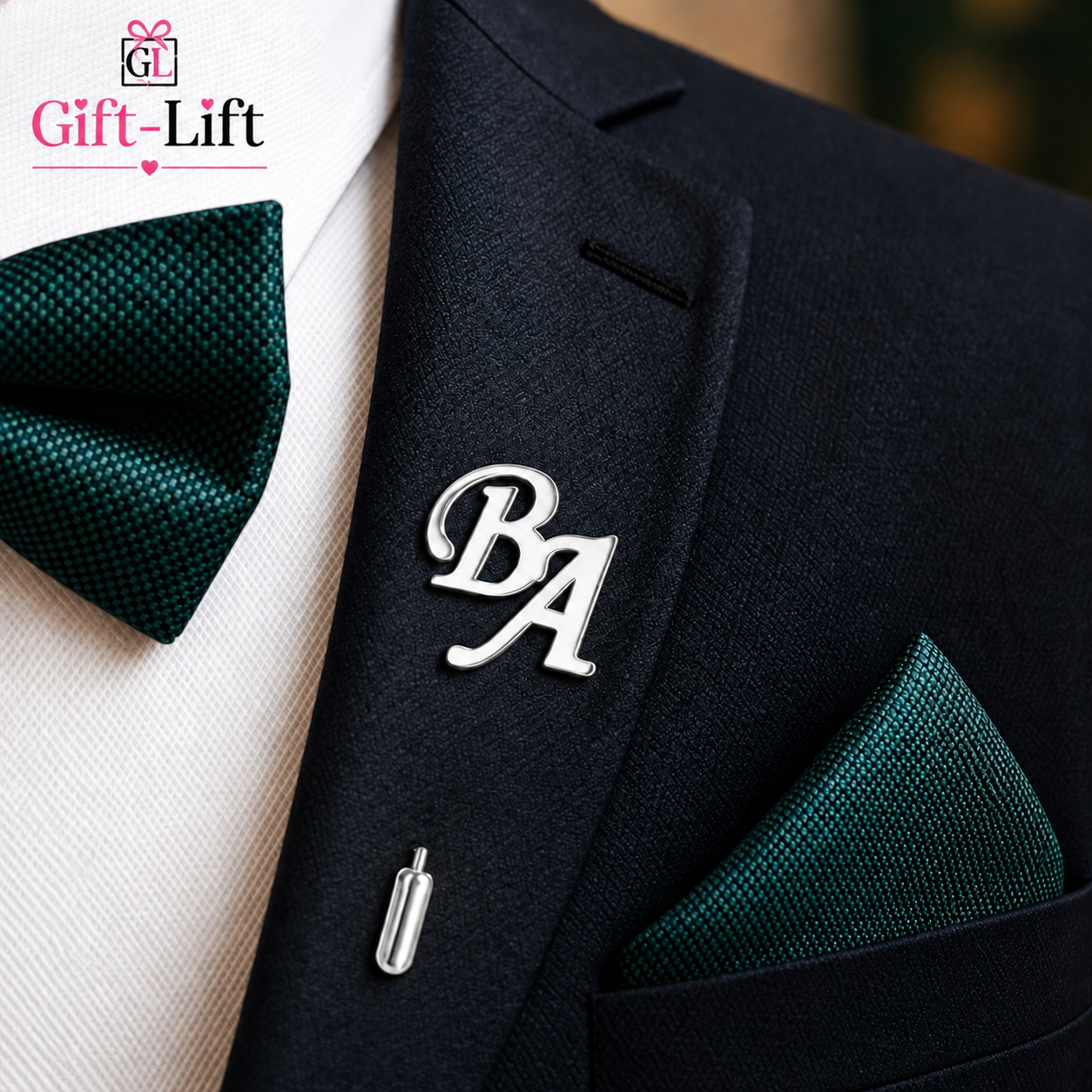 Personalized Initials Lapel Pin for Men