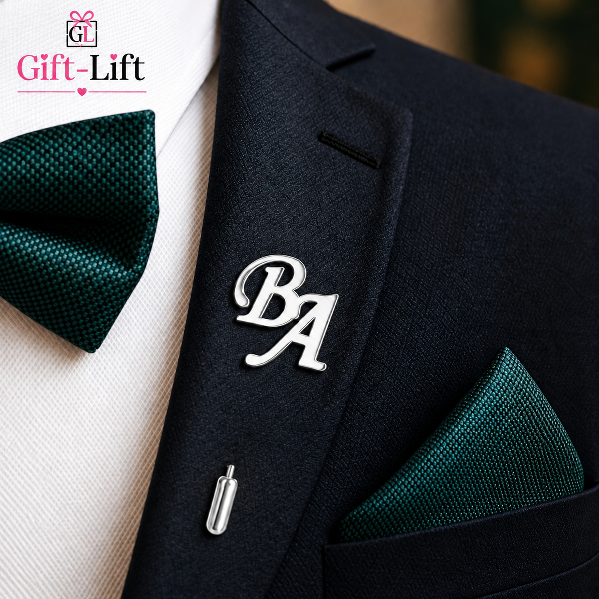 Personalized Initials Lapel Pin for Men