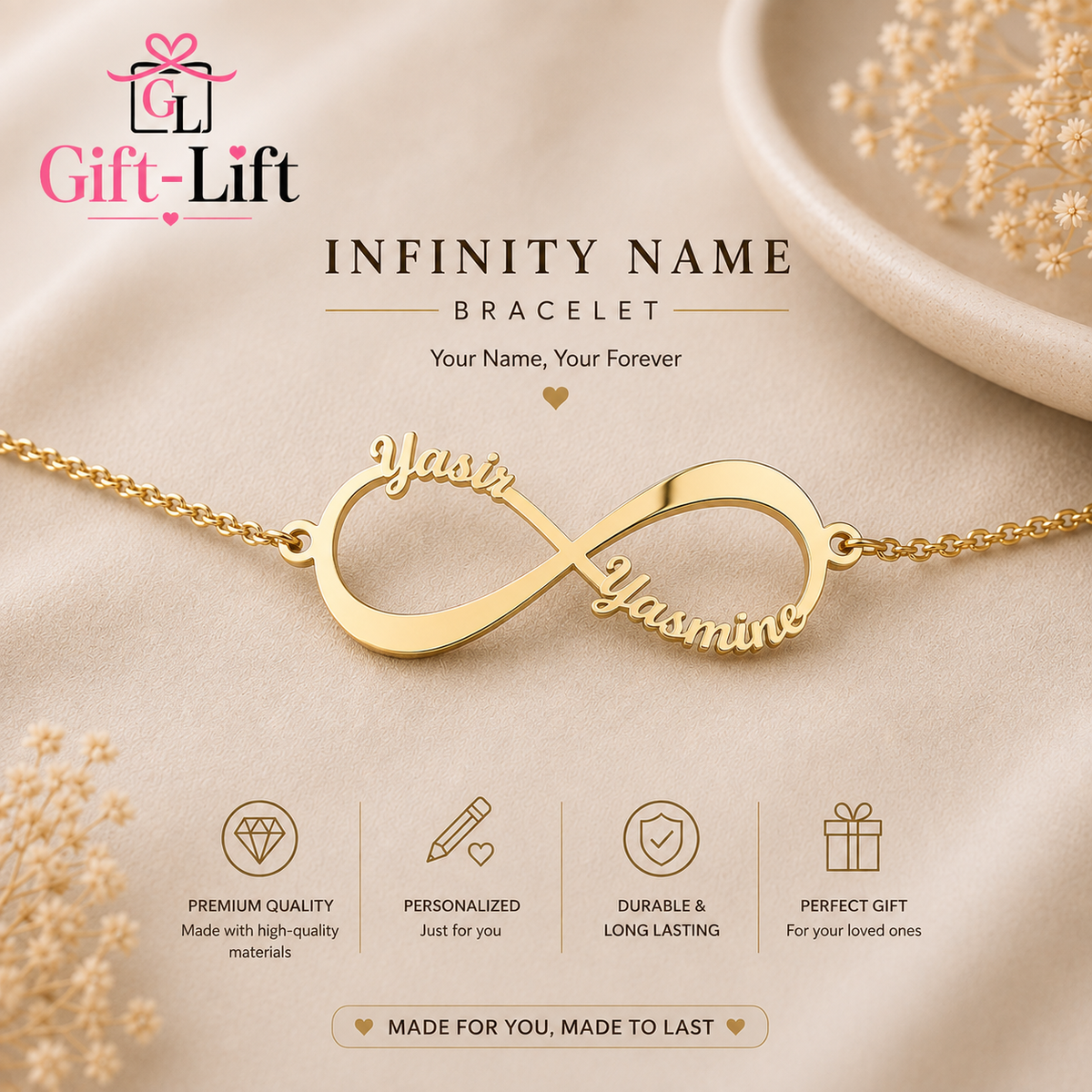 Custom Infinity Couple Name Bracelet
