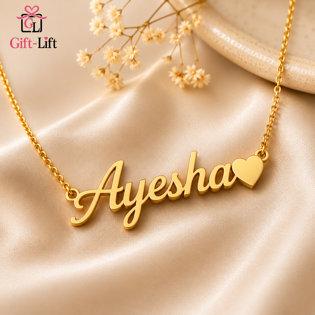 Personalized Name Necklace with Heart Charm ❤️
