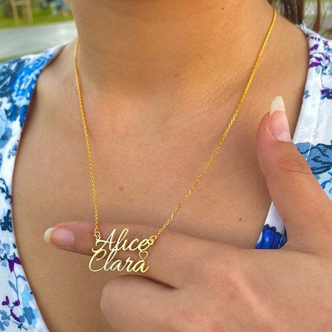 Customized Double Name Necklace With Heart