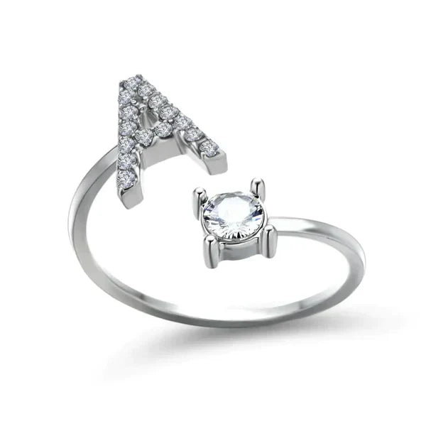 Customize Name Alphabet Ring Zircon