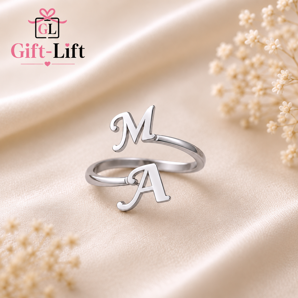 Personalized Double Initial Letter  Ring