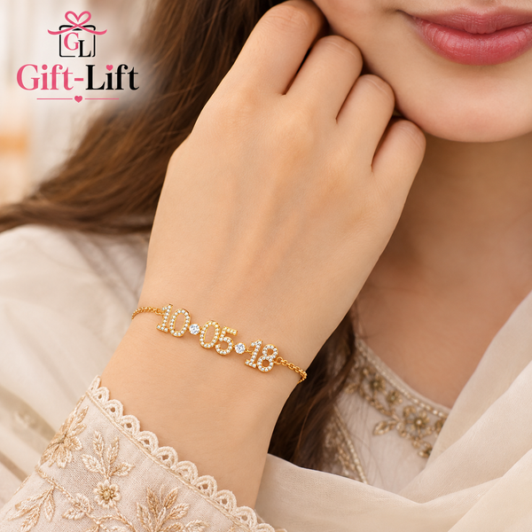 Custom Date With Sparkling Stones Bracelet ✨️