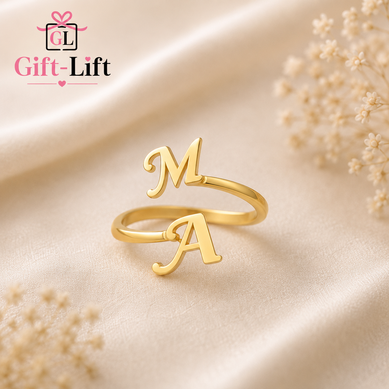 Personalized Double Initial Letter  Ring