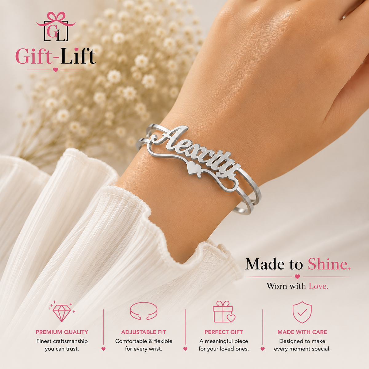 Personalized Name Open Cuff Bracelet