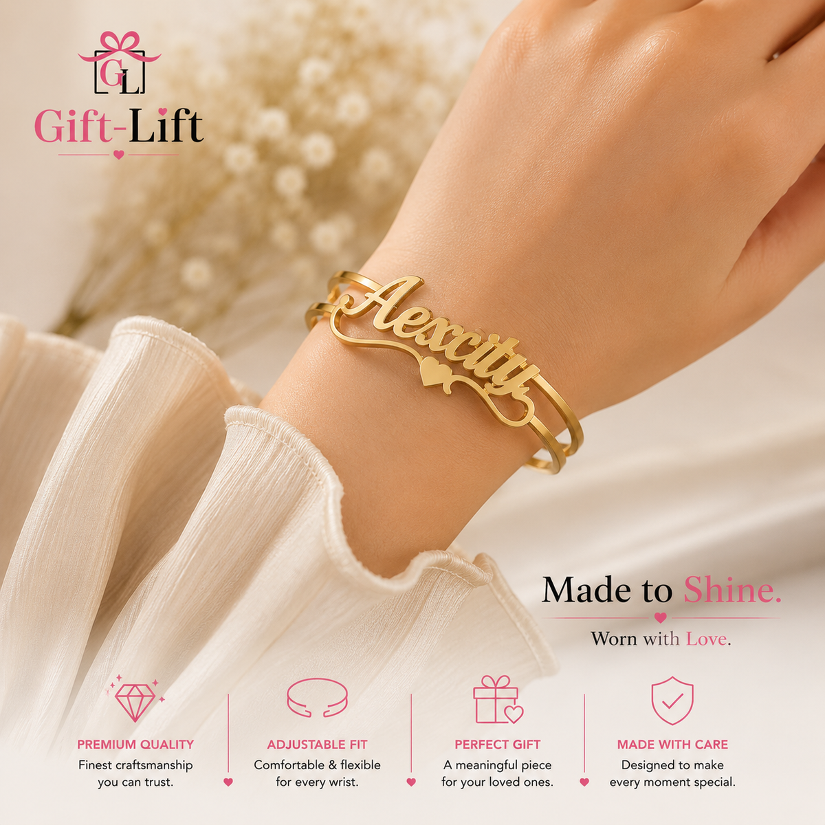 Personalized Name Open Cuff Bracelet