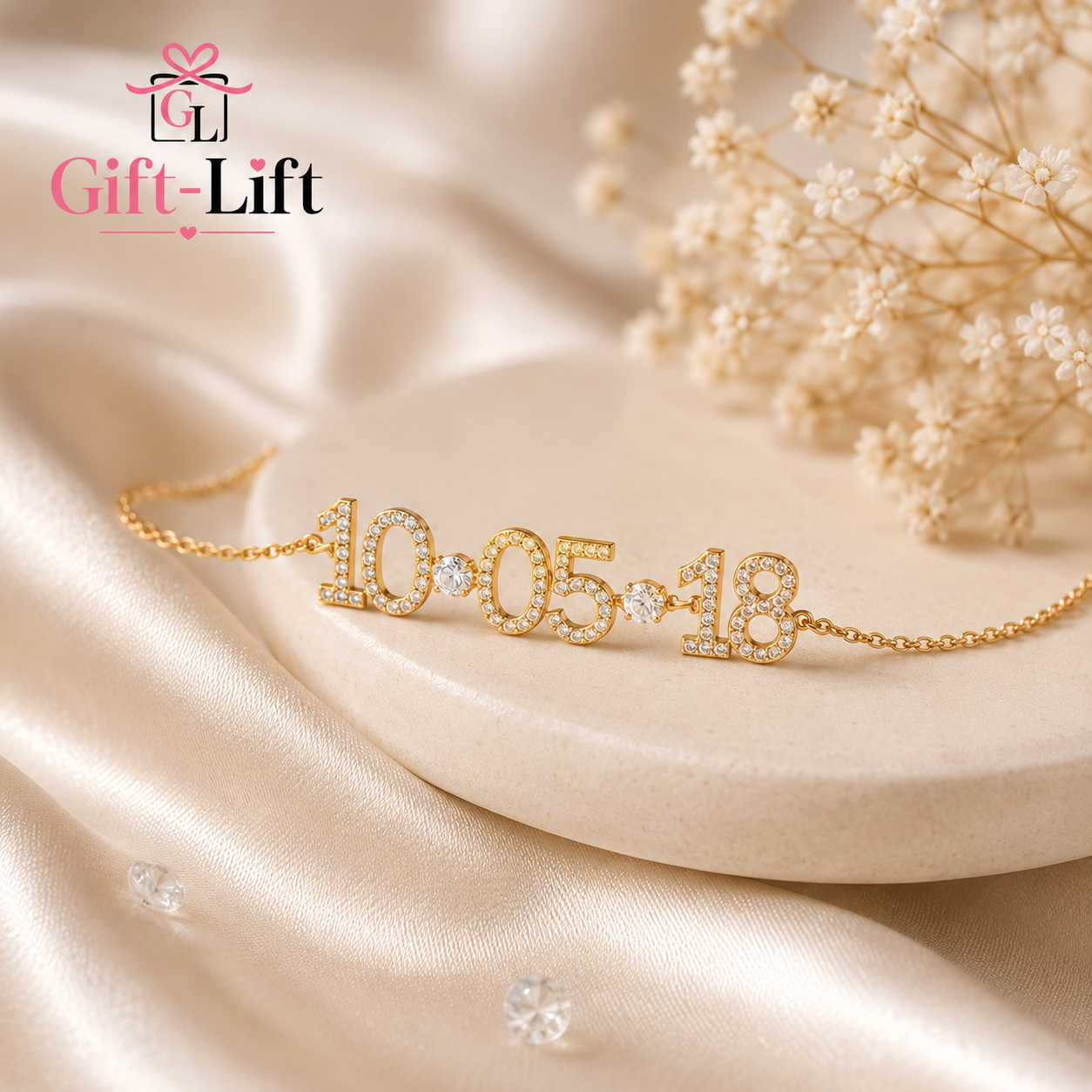 Custom Date With Sparkling Stones Bracelet ✨️