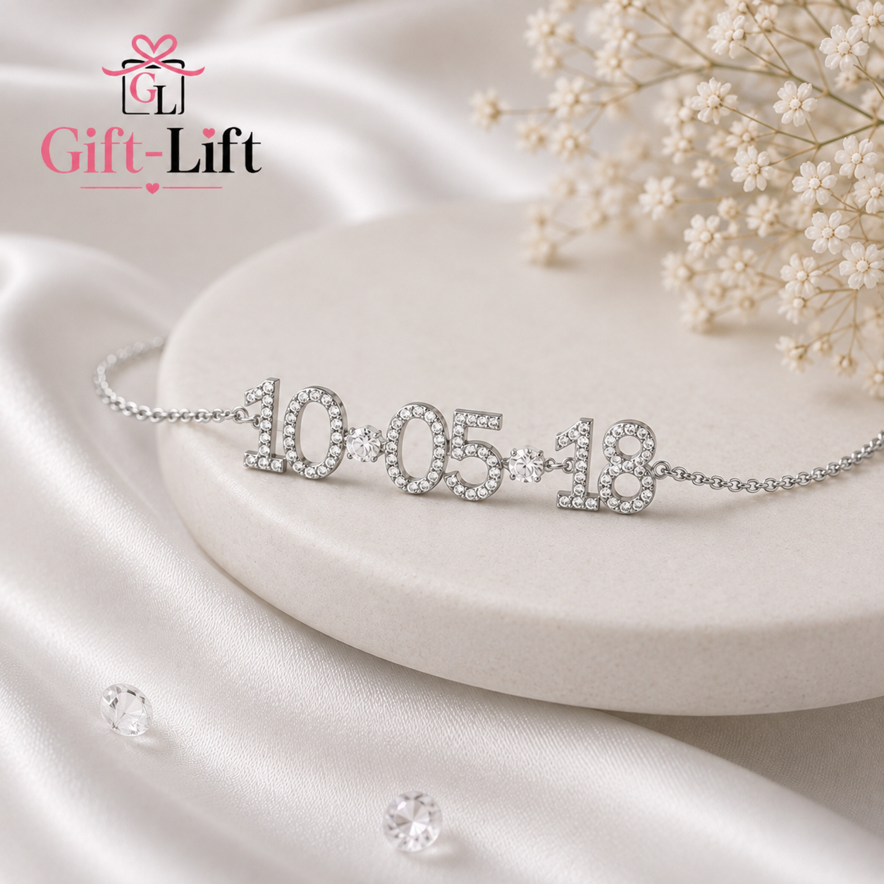 Custom Date With Sparkling Stones Bracelet ✨️