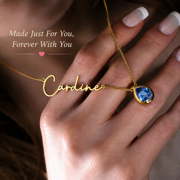 Personalized Name Necklace with Crystal Stone