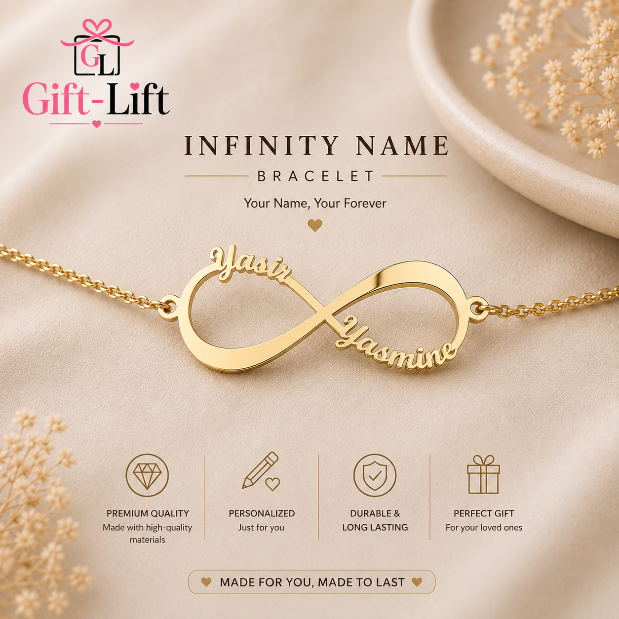 Custom Infinity Couple Name Bracelet